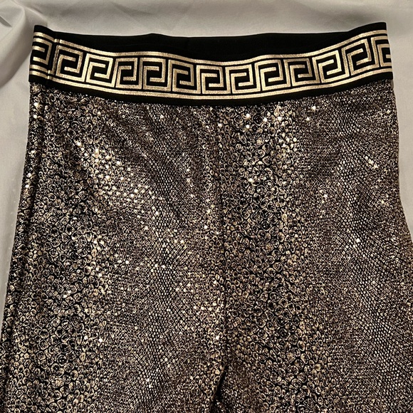 NEW top leggings set faux snakeskin bronze Greco Grecian pattern ladies small - Picture 5 of 11